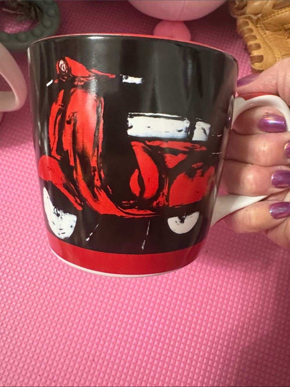 Black Ceramic Mug with Red Scooter Graphic - Home Dining
